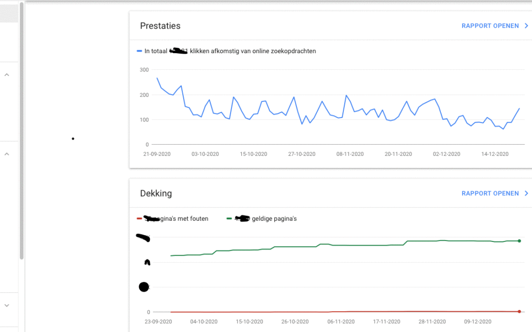 De informatie van de Google search console